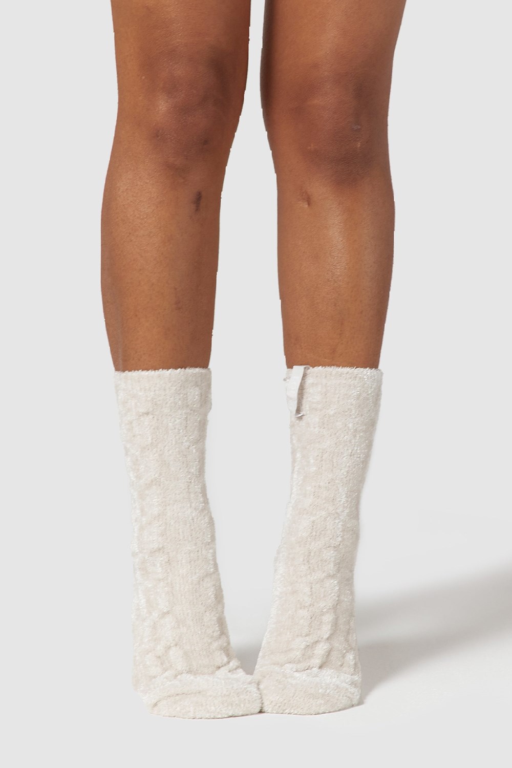 Lounge Underwear Chenille Strikket Socks Pearl | QE1460895