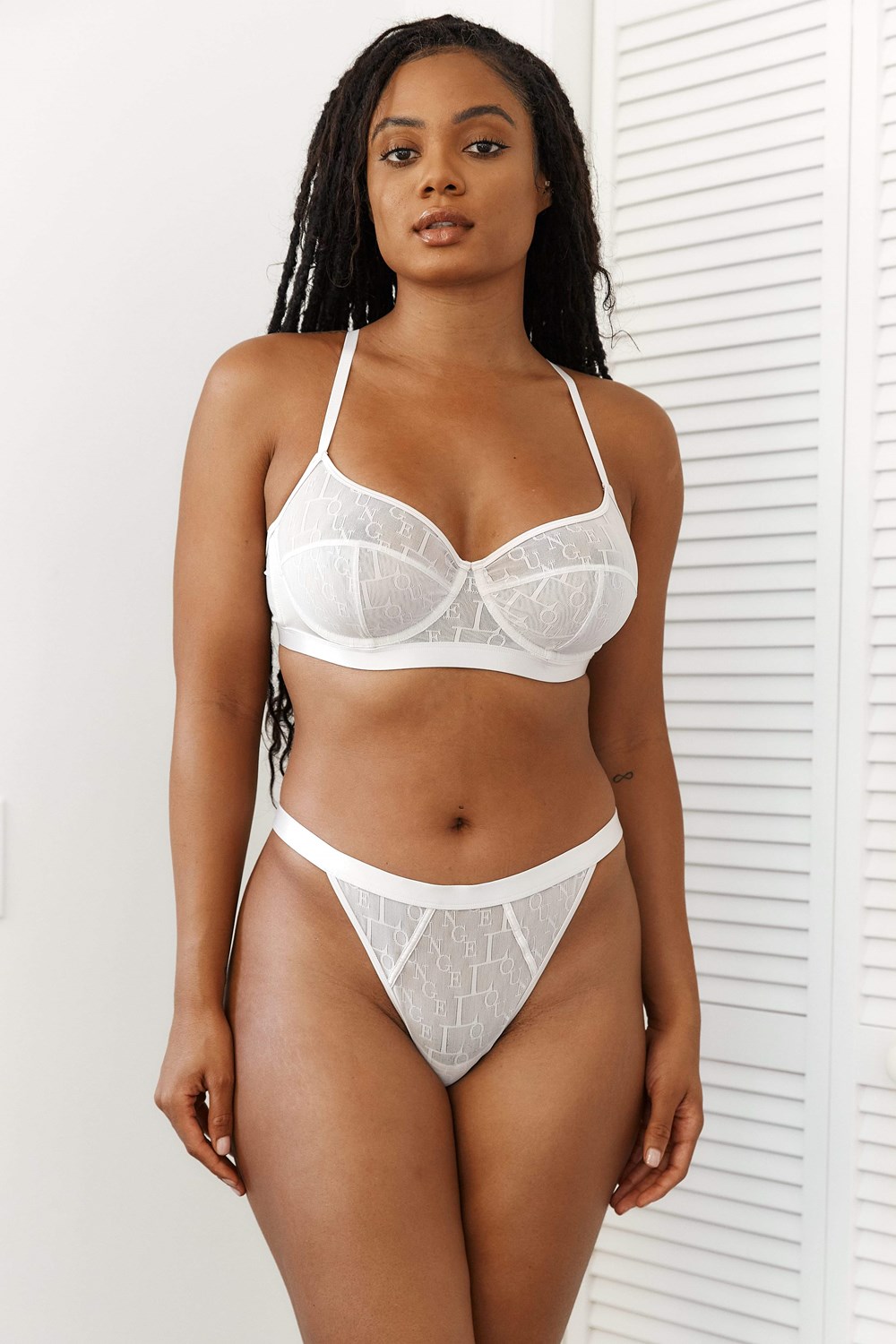 Lounge Underwear Chic Balcony Bra & Thong Set Pearl | TE7342986