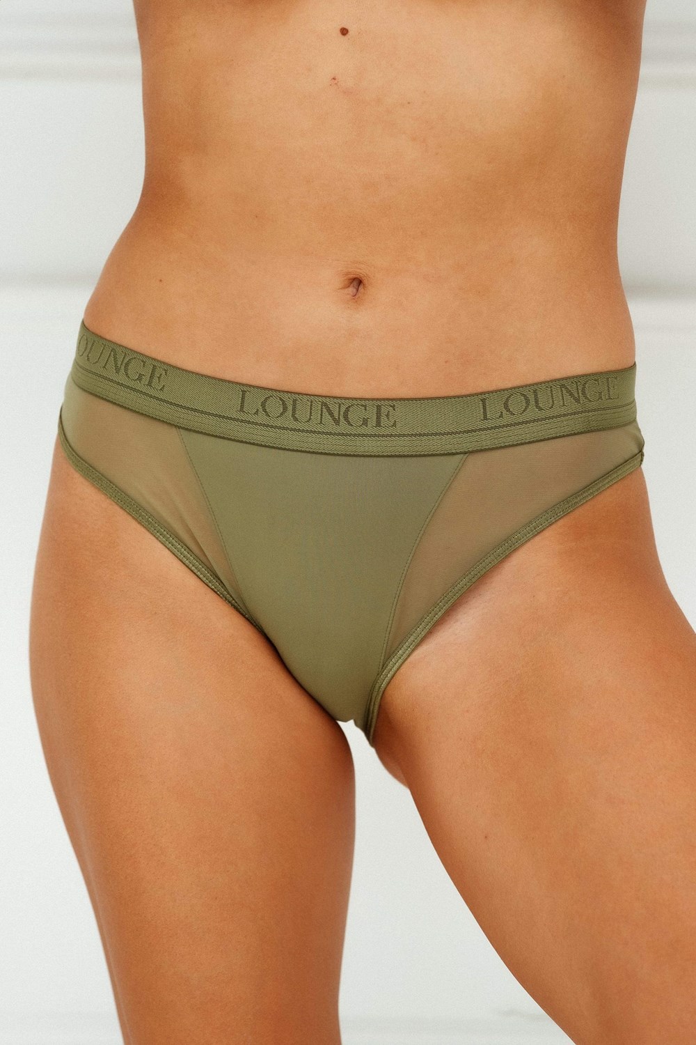 Lounge Underwear Contour Mesh Briefs Khaki | DI6042185