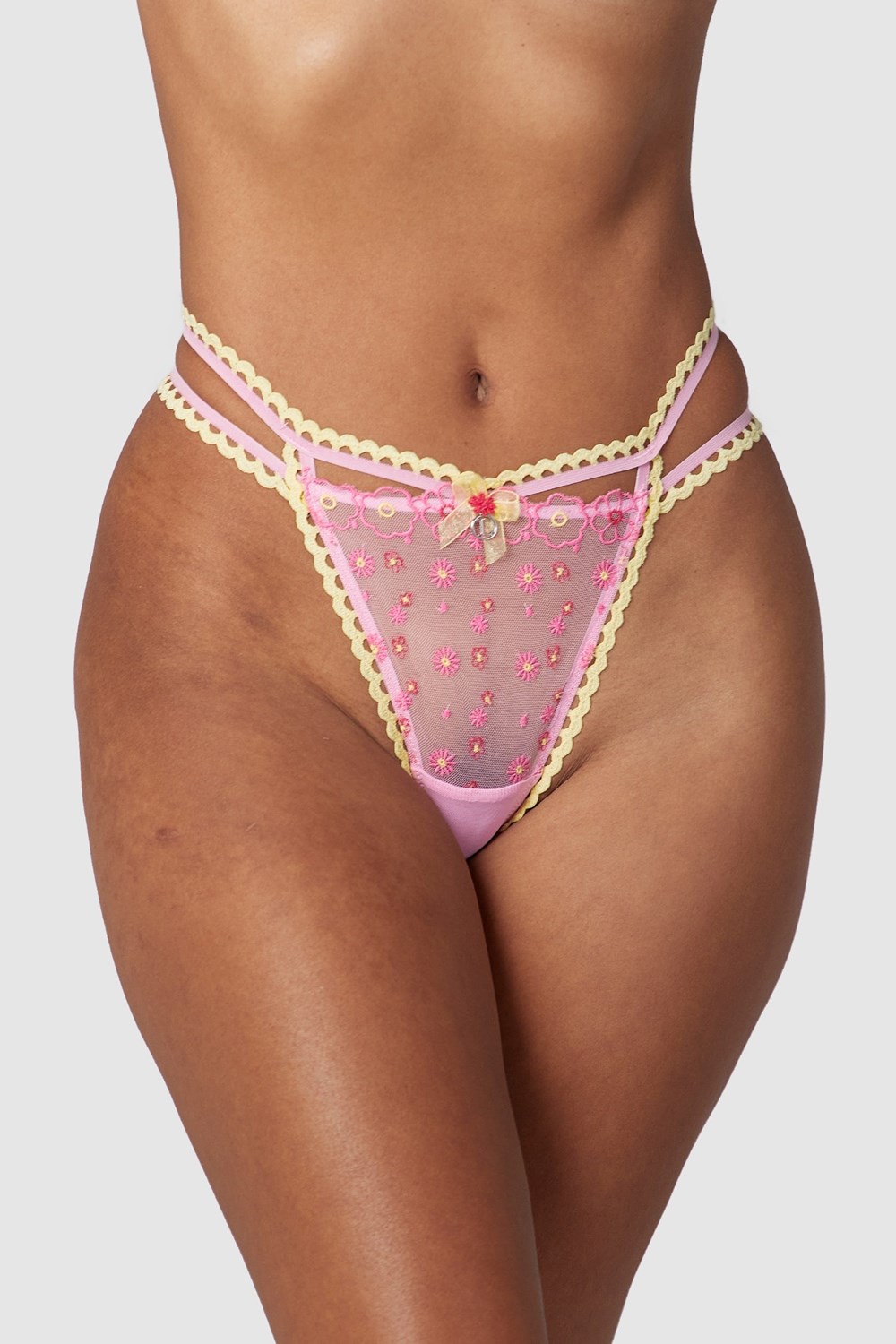 Lounge Underwear Daisy Embroidered Thong Rosa | OK5206478