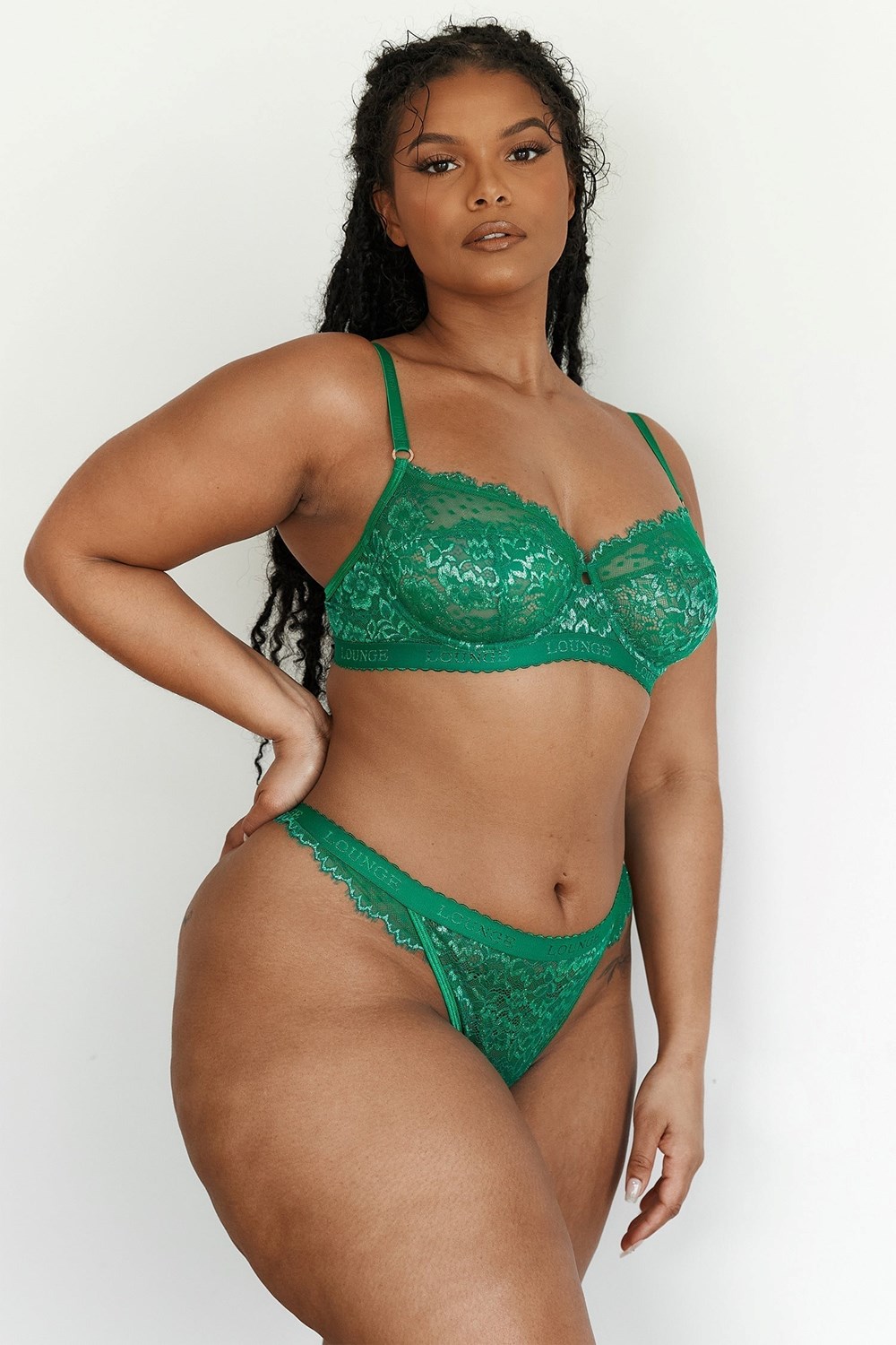 Lounge Underwear Desire Balcony Bra & Thong/Briefs Set Emerald | XO8541302