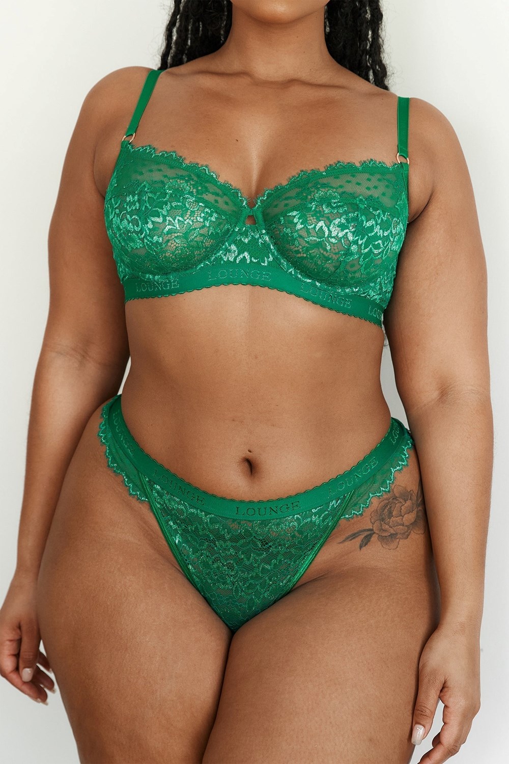 Lounge Underwear Desire Balcony Bra & Thong/Briefs Set Emerald | XO8541302