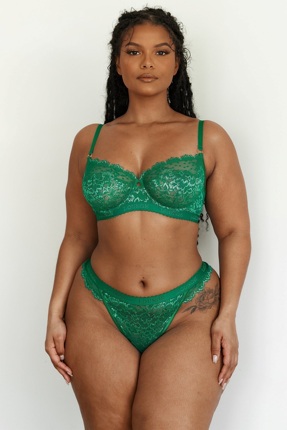 Lounge Underwear Desire Balcony Bra & Thong/Briefs Set Emerald | XO8541302