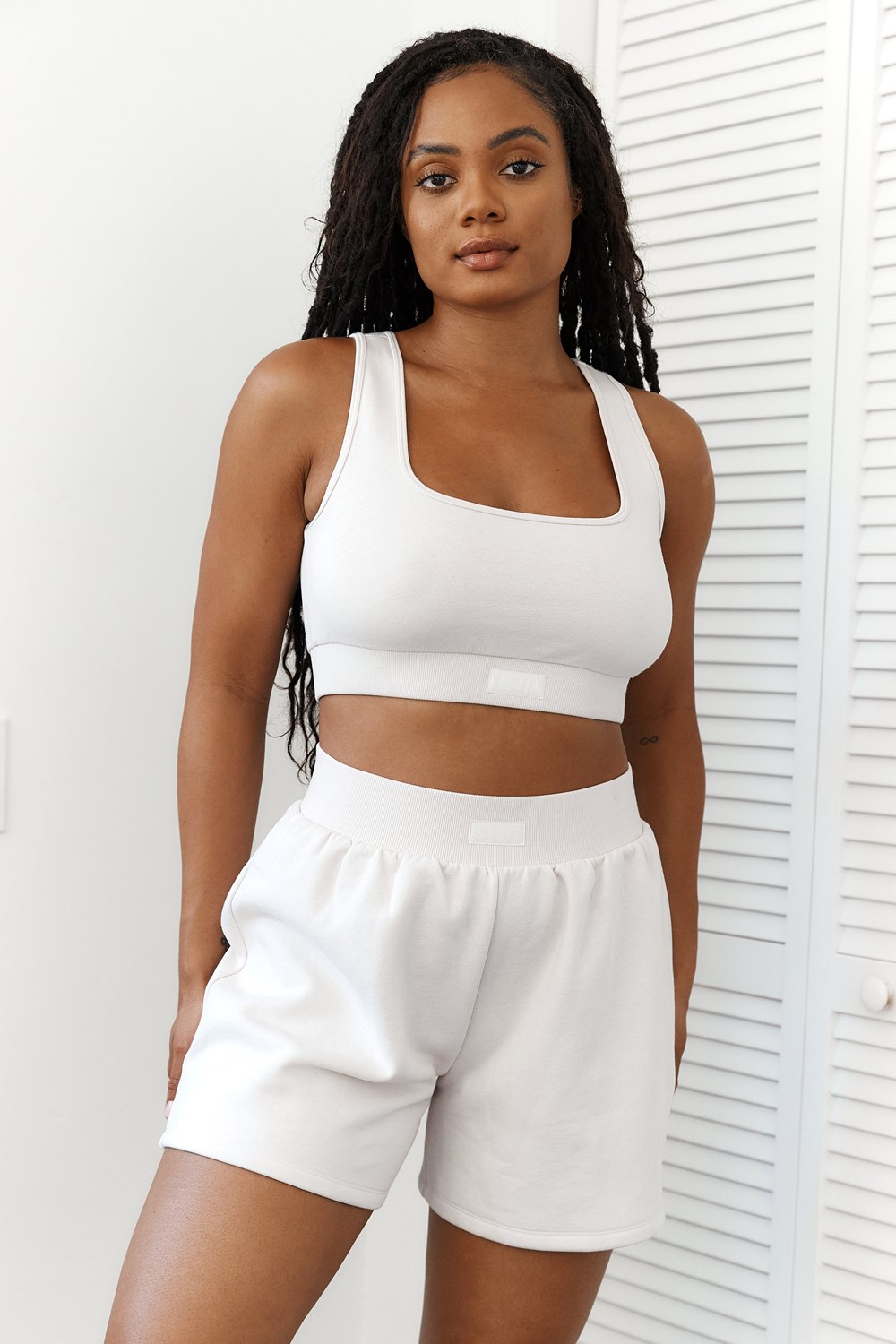 Lounge Underwear Essential Crop Top & Shorts Set Pisket Krem | IU6043178