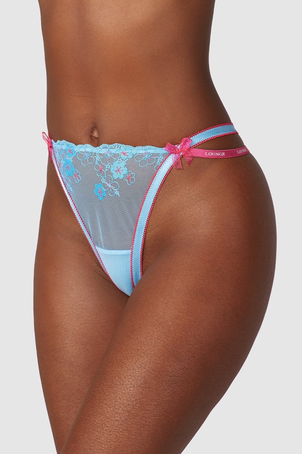 Lounge Underwear Floral Embroidered Thong Blå | RP7042156