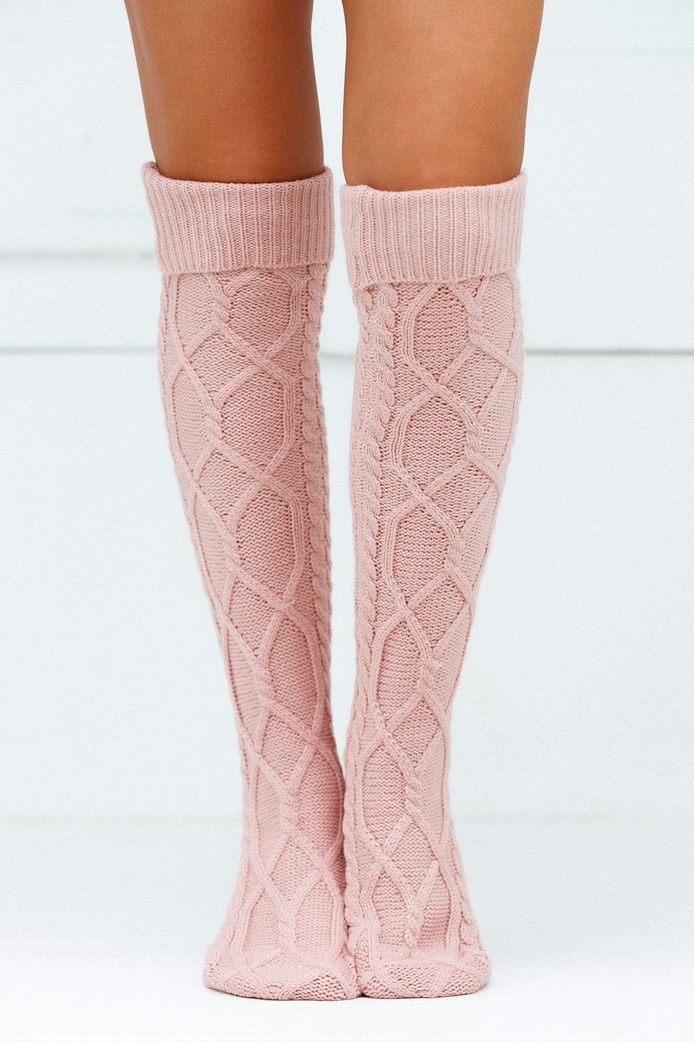 Lounge Underwear Knee-High Cosy Strikket Socks Rosa | RN3920417