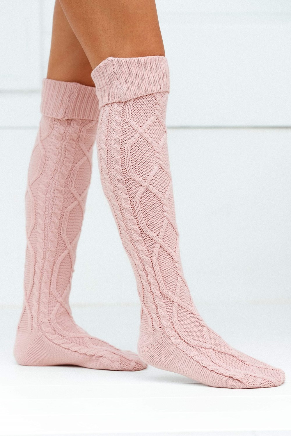 Lounge Underwear Knee-High Cosy Strikket Socks Rosa | RN3920417