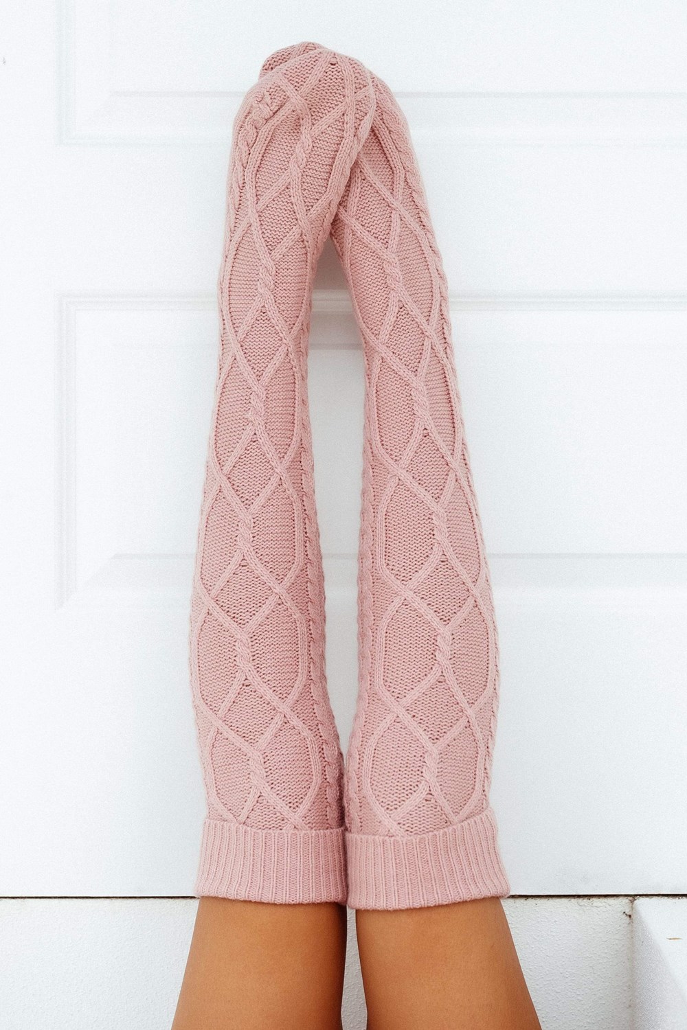 Lounge Underwear Knee-High Cosy Strikket Socks Rosa | RN3920417