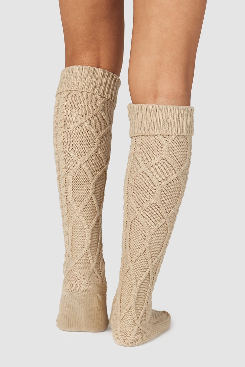 Lounge Underwear Knee-High Cosy Strikket Socks Mink | RN5863971