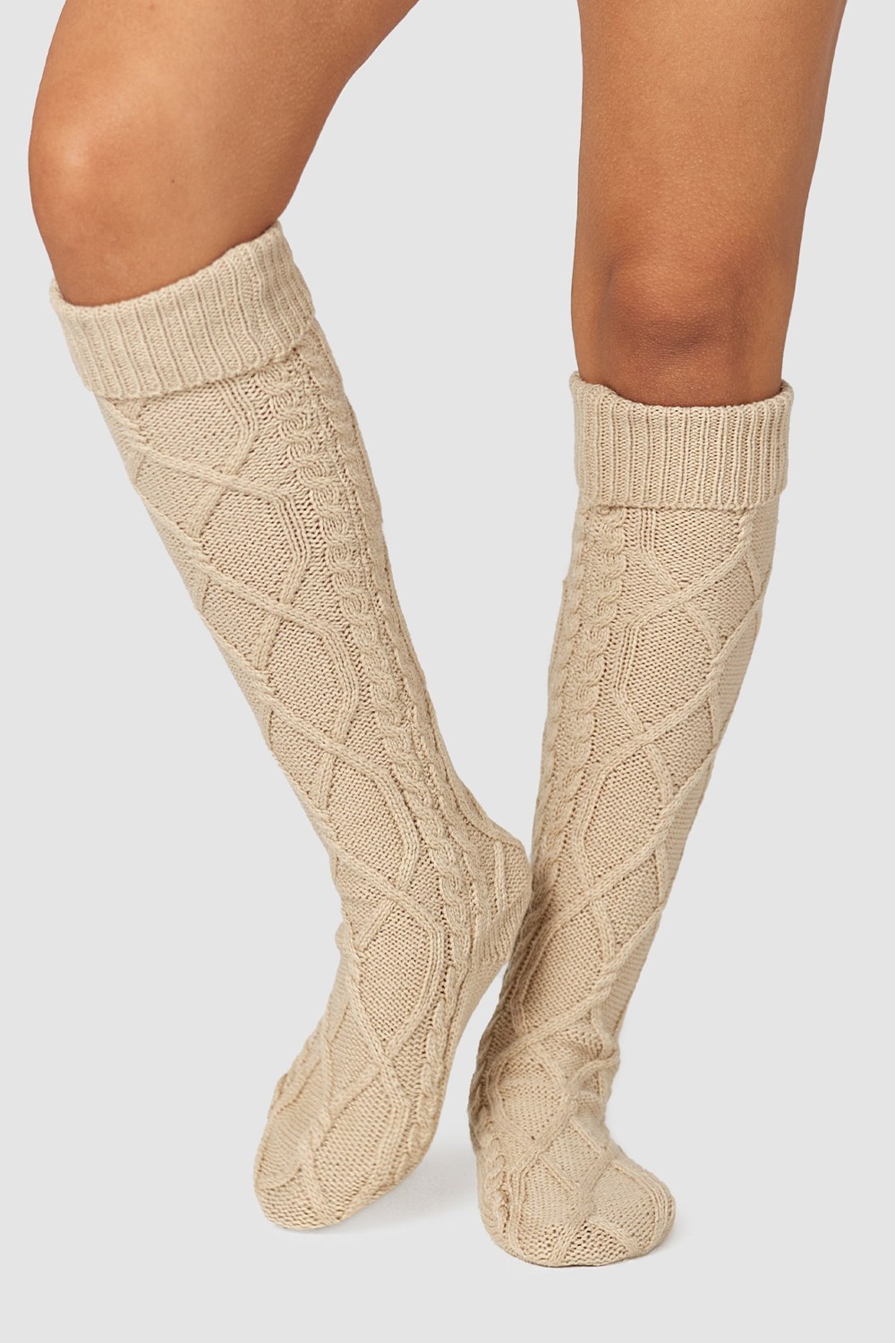 Lounge Underwear Knee-High Cosy Strikket Socks Mink | RN5863971