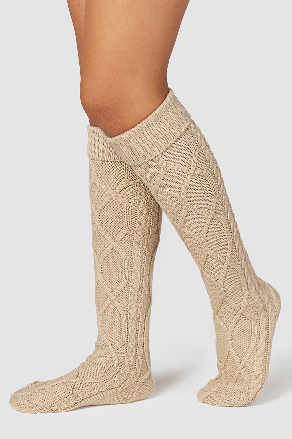 Lounge Underwear Knee-High Cosy Strikket Socks Mink | RN5863971