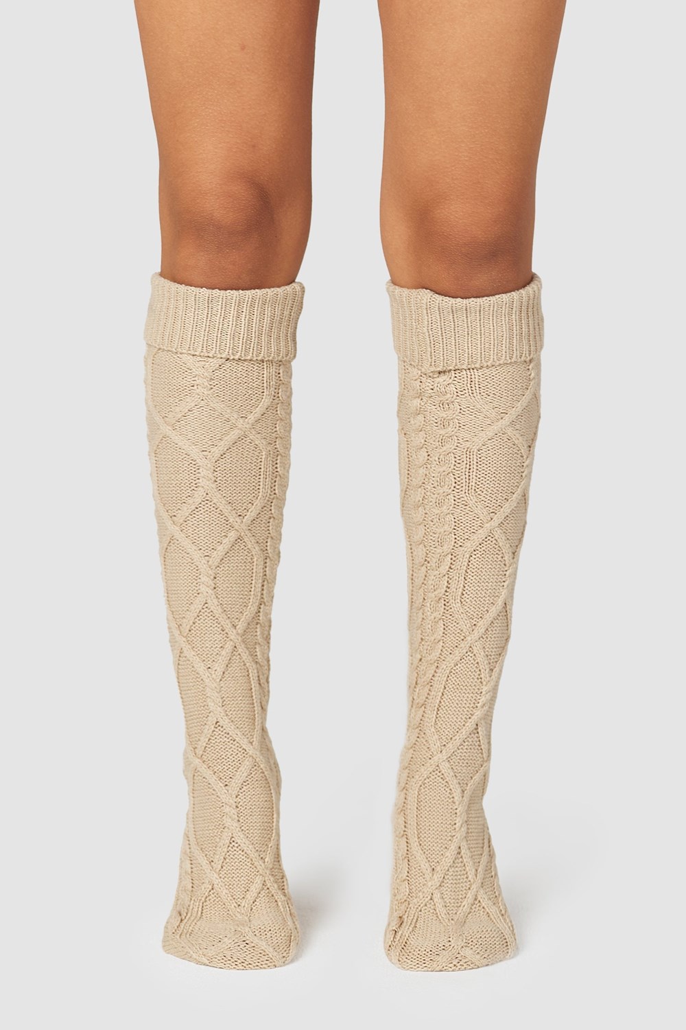 Lounge Underwear Knee-High Cosy Strikket Socks Mink | RN5863971