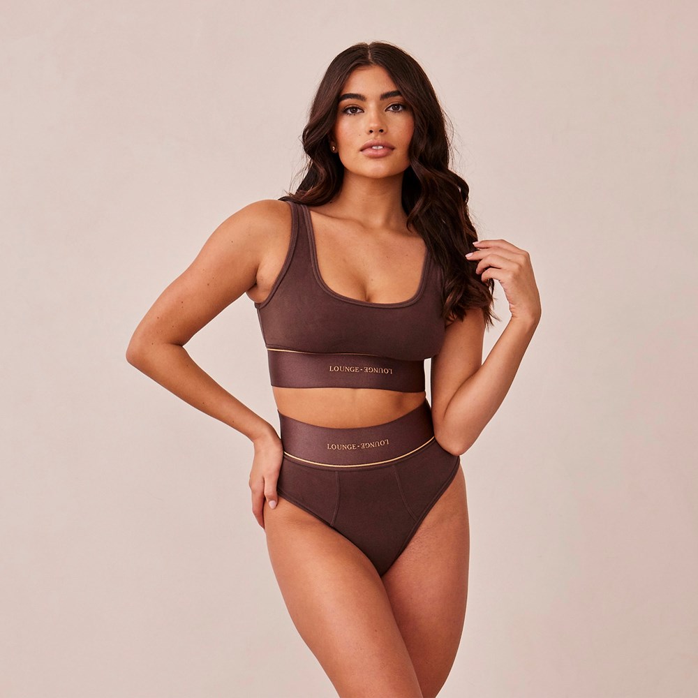 Lounge Underwear Loungerie Bralette & Briefs Set Sjokolade | QU8294650