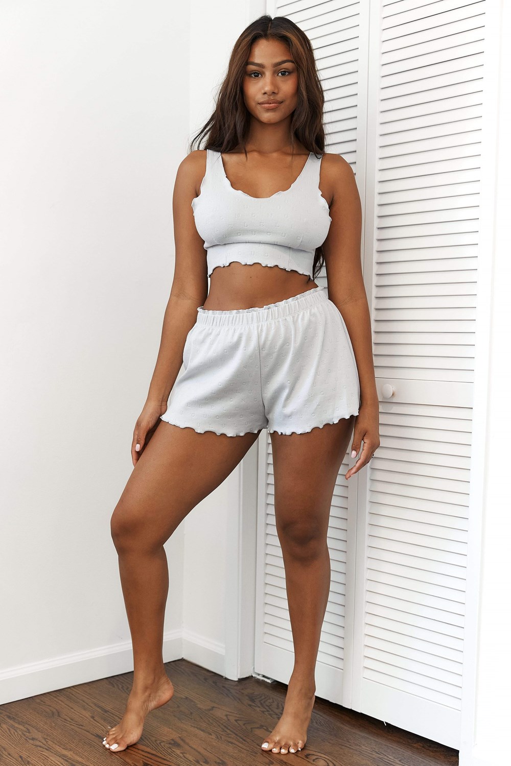 Lounge Underwear Ruffle Pajama Shorts Frost | JV1032865