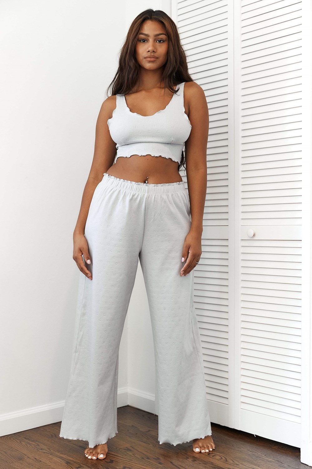 Lounge Underwear Ruffle Pajama Trousers Frost | DL5413267