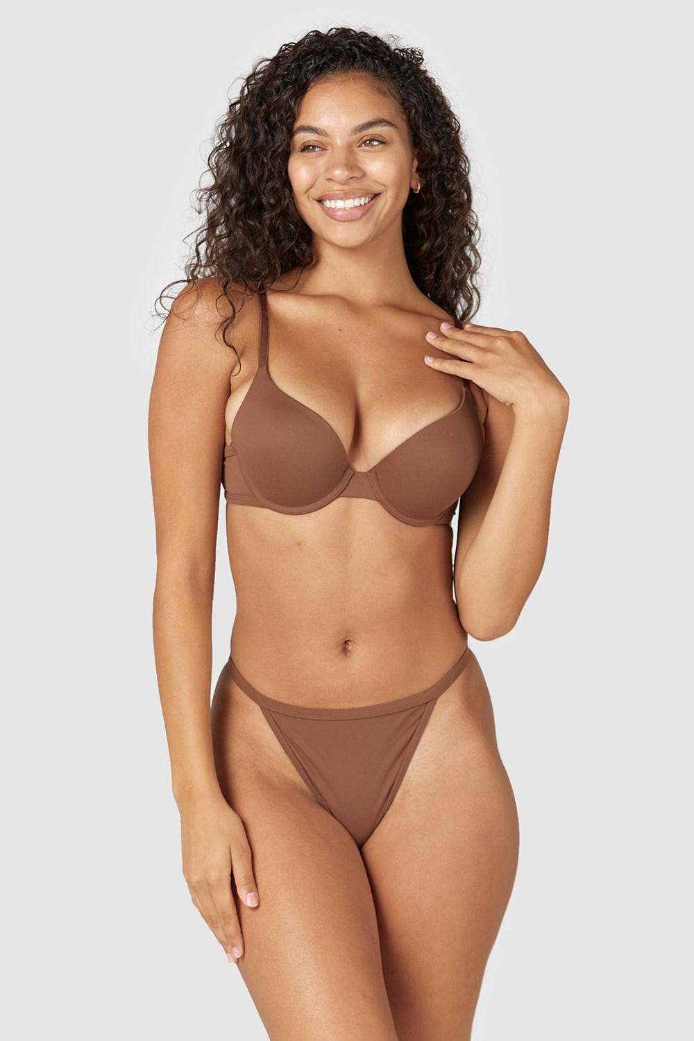 Lounge Underwear Sculpt Push-up T-shirt Bra & G-string/Briefs Set Chestnut | CX4529863