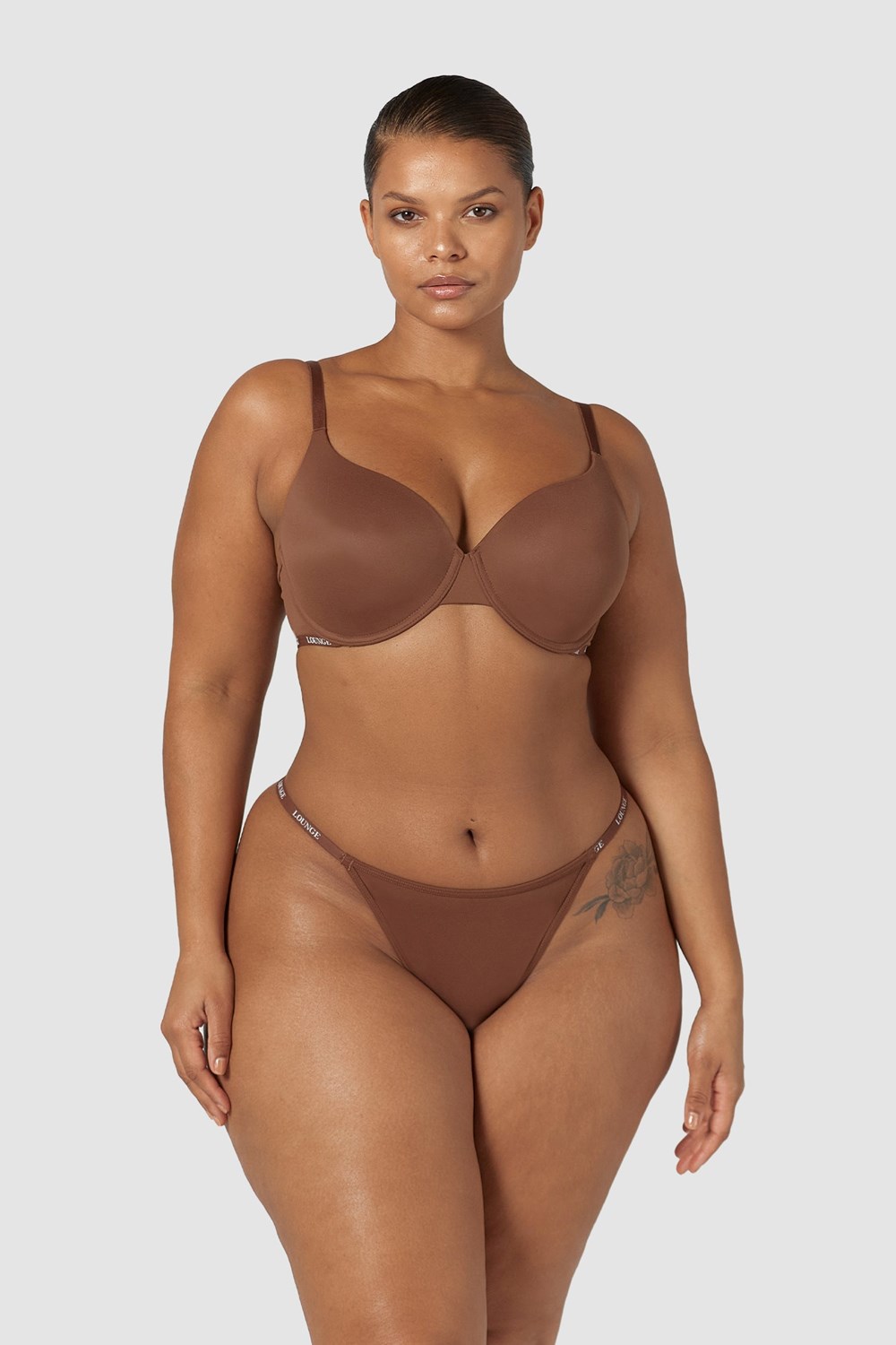 Lounge Underwear Smooth Classic T-shirt Bra & Thong/Briefs Set Chestnut | KA6371480