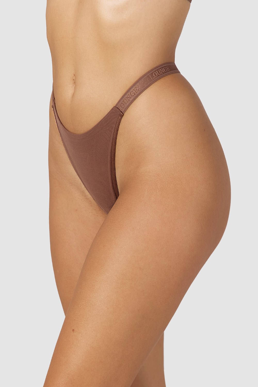 Lounge Underwear Smooth Mesh Thong Chestnut | QS6872153