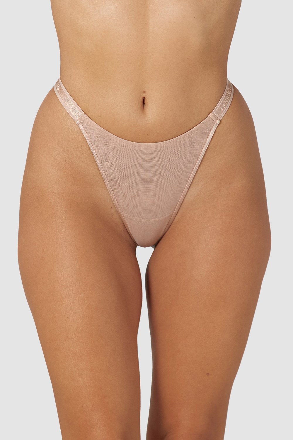 Lounge Underwear Smooth Mesh Thong Taupe | LG9028174