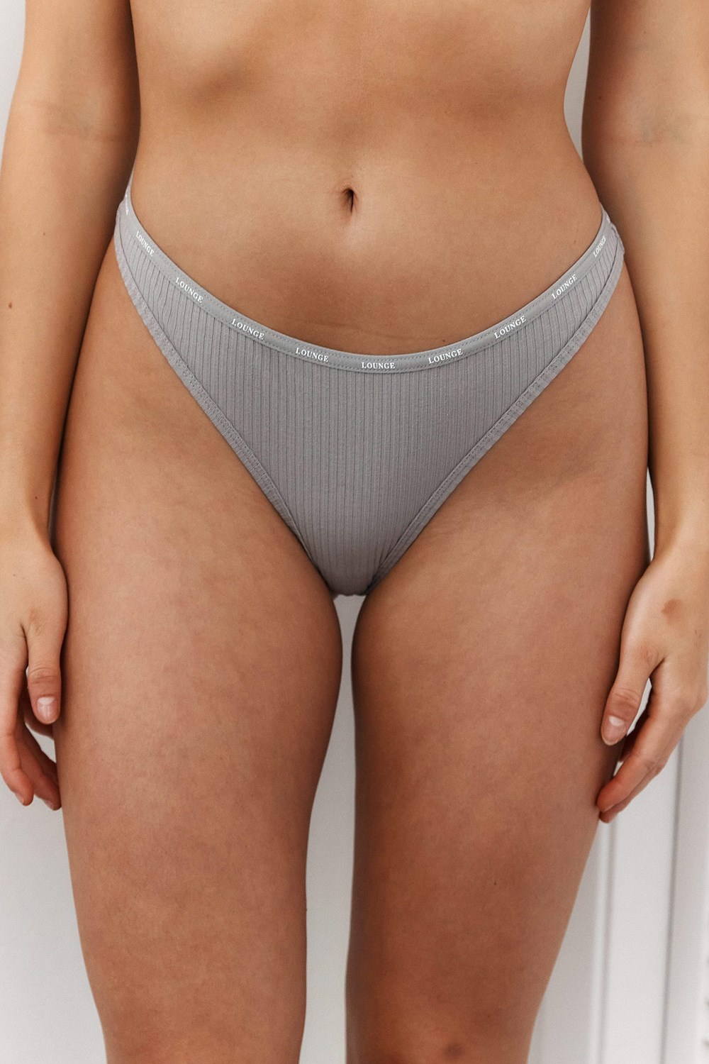 Lounge Underwear So Soft Ribbet Thong Grå | IX1574680