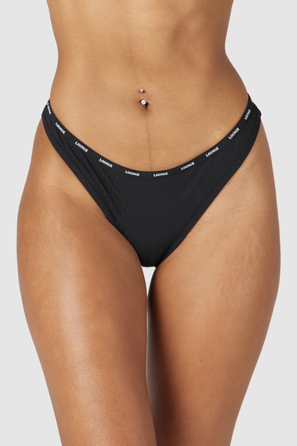 Lounge Underwear So Soft Ribbet Thong Svarte | NP4753289