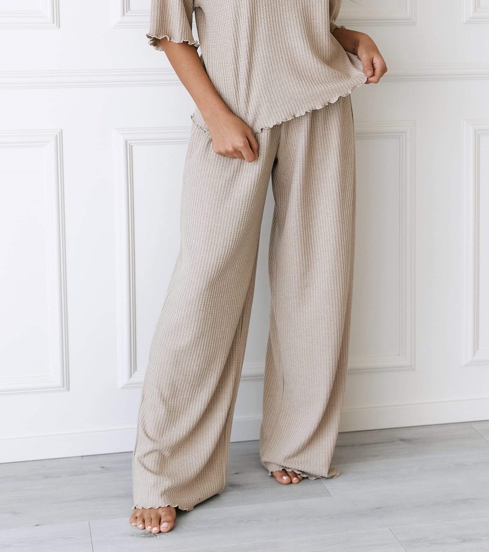 Lounge Underwear Soft Waffle Pajama Trousers Mink | ZM9724138