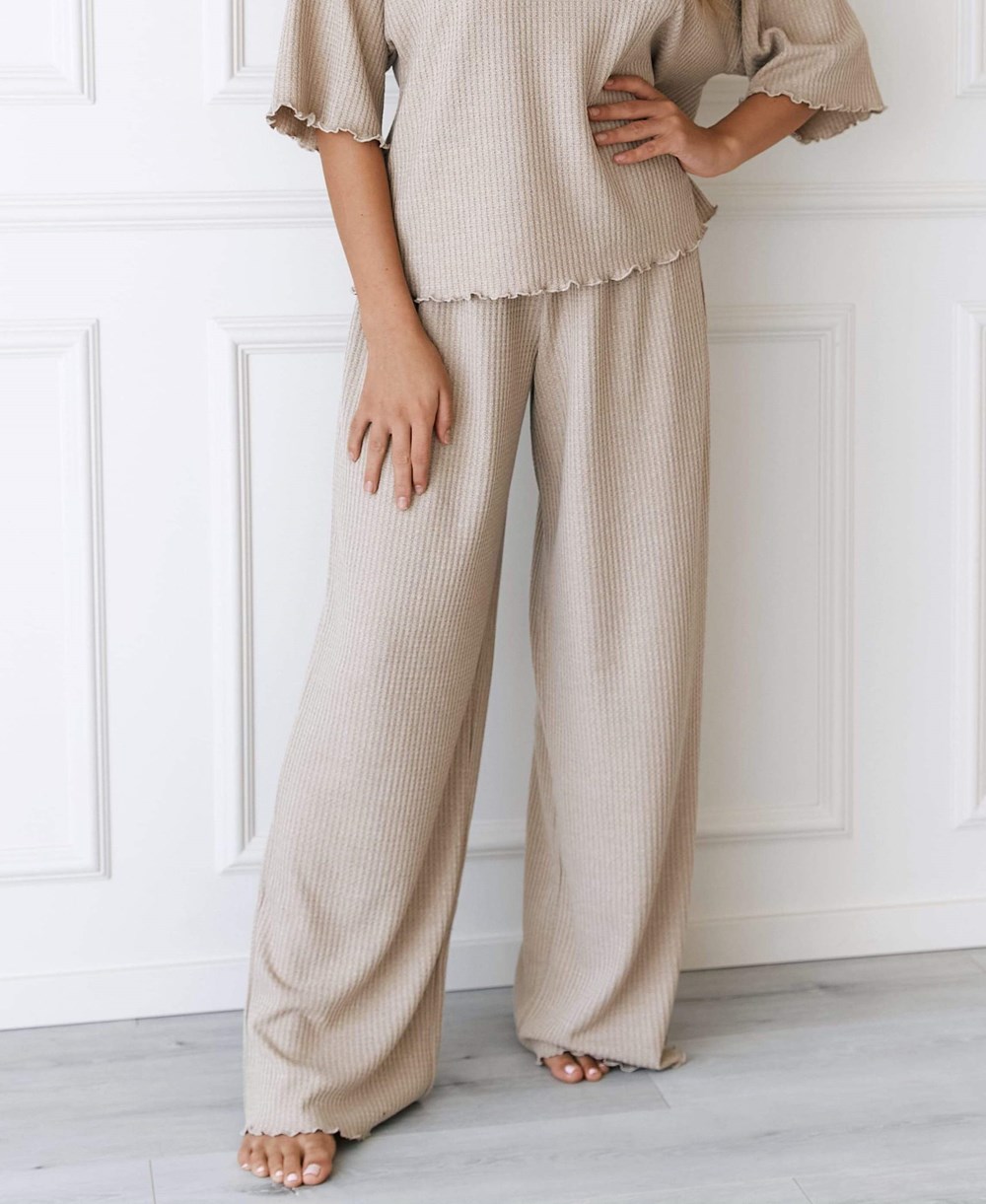 Lounge Underwear Soft Waffle Pajama Trousers Mink | ZM9724138