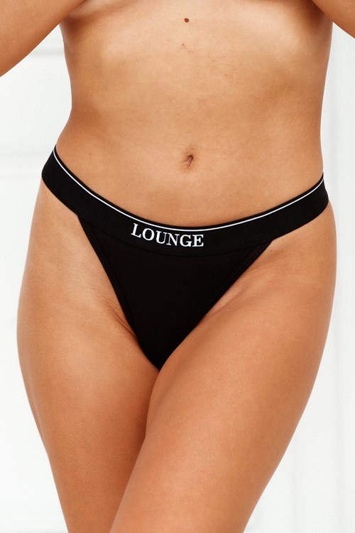 Lounge Underwear Bamboo Minimal Triangle Thong Svarte | QF8123705