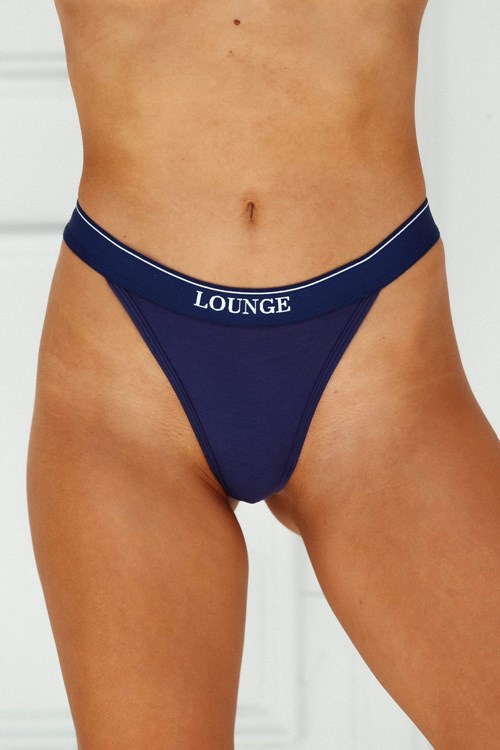 Lounge Underwear Bamboo Minimal Triangle Thong Marineblå | SF5406381