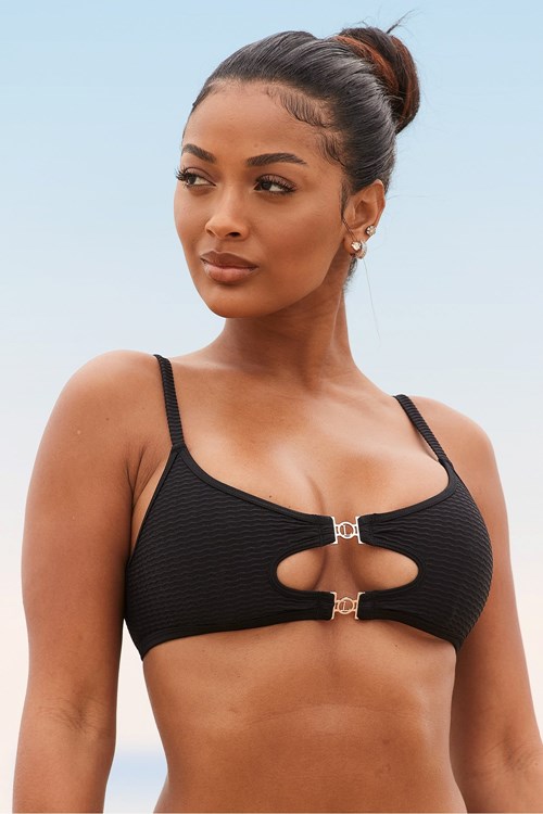 Lounge Underwear Cali Textured Bikini Top Svarte | FV3521876