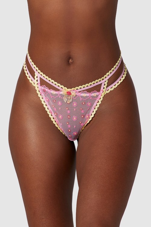 Lounge Underwear Daisy Embroidered Briefs Rosa | QR1386759