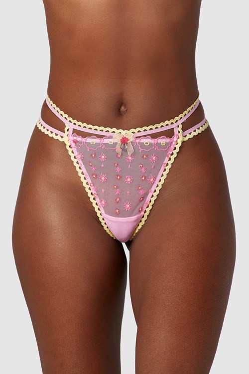 Lounge Underwear Daisy Embroidered Thong Rosa | OK5206478