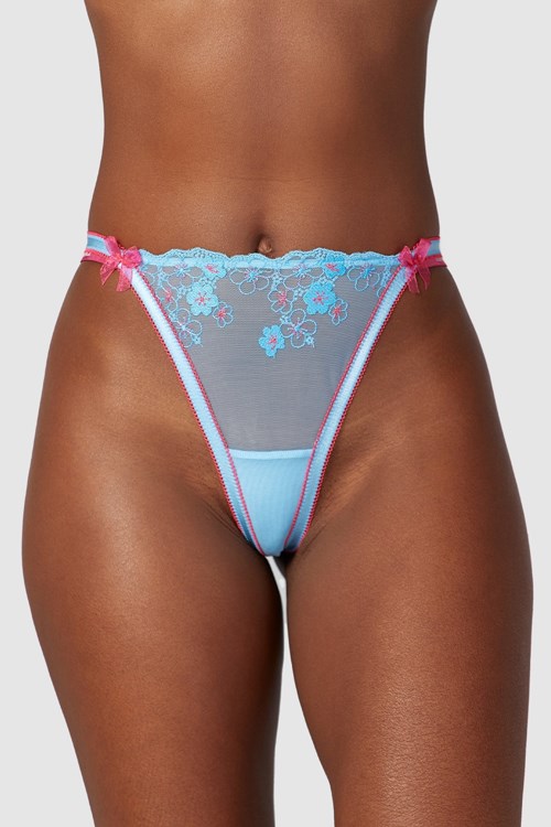 Lounge Underwear Floral Embroidered Thong Blå | RP7042156