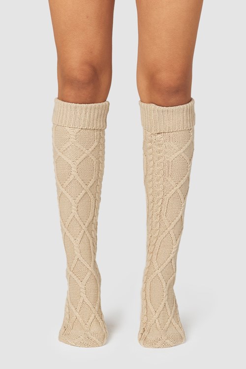 Lounge Underwear Knee-High Cosy Strikket Socks Mink | RN5863971