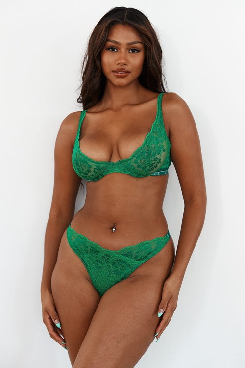 Lounge Underwear Luxe Balcony Bra & Thong/Briefs Set Emerald | UI9165873