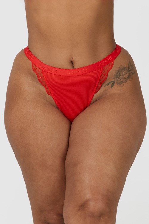 Lounge Underwear Ribbet Thong Rød | SE6817230