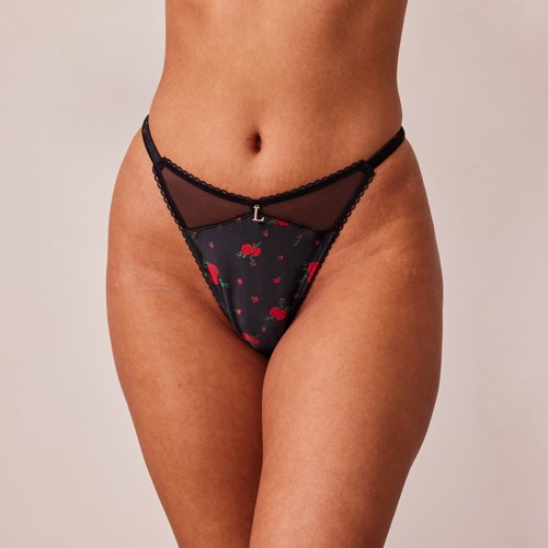 Lounge Underwear Rose Thong Svarte | CG7465198