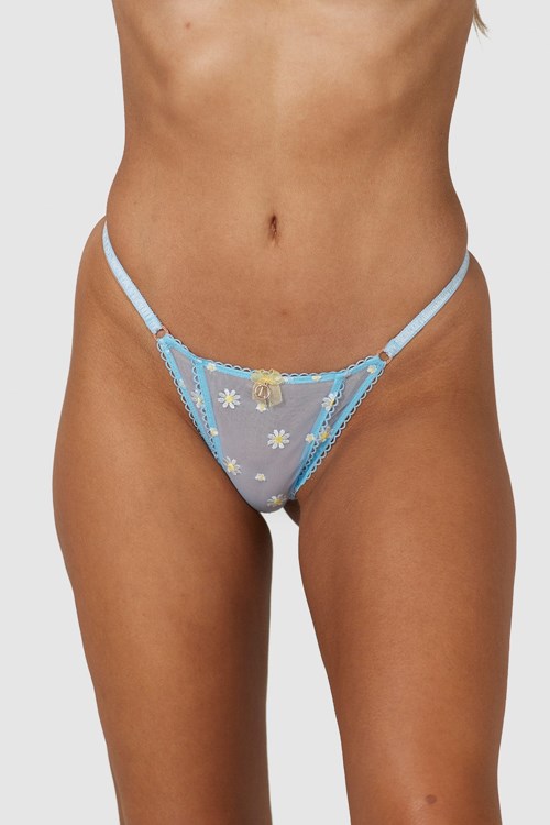 Lounge Underwear Sheer Floral Thong Blå | GE3571469