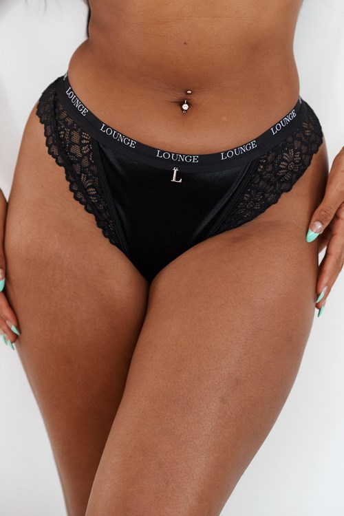 Lounge Underwear Silk Thong Svarte | NB1974206