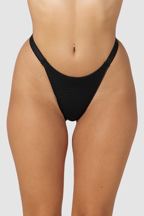 Lounge Underwear Smooth Mesh Thong Svarte | YQ4721593