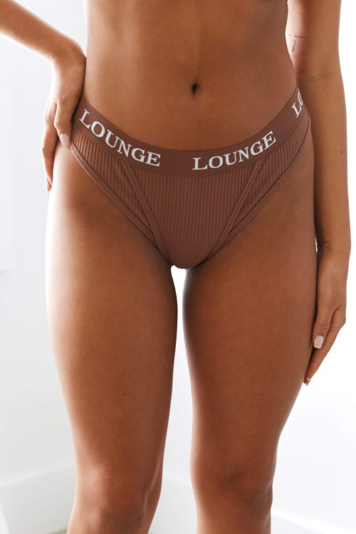 Lounge Underwear Ultra Komfort Ribbet Thong Mocha | EJ5934760