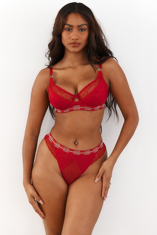 Lounge Underwear Vogue Balcony Bra & Thong/Briefs Set Burgunder | UI8253964