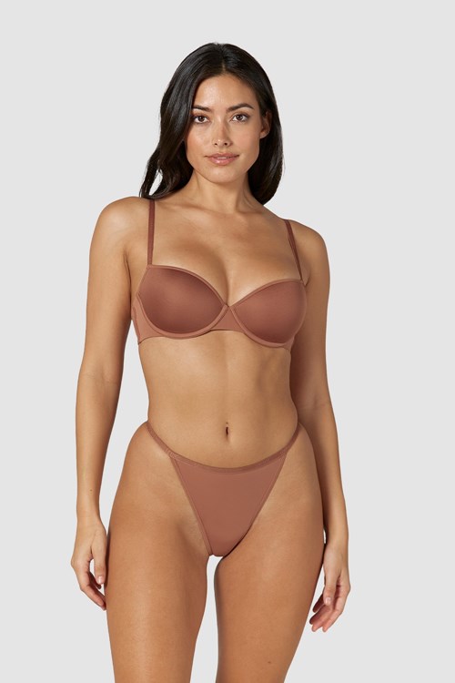 Lounge Underwear Your Everyday T-shirt Bra & Thong/Briefs Set Mocha | AQ7306582